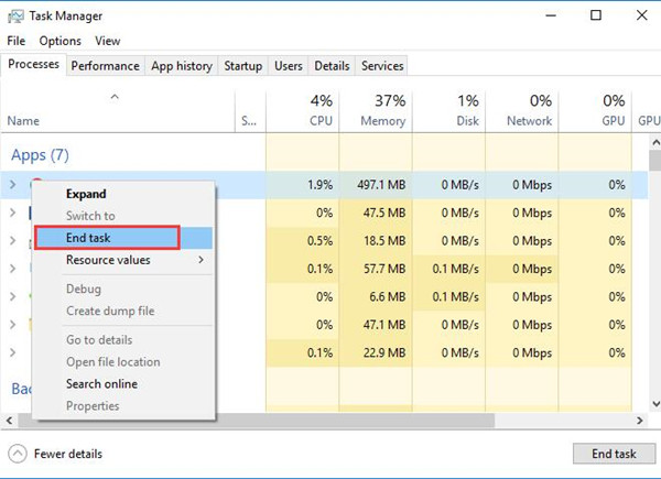 end chromium in task manager