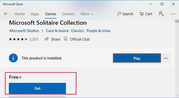 get solitaire from windows store
