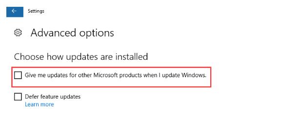 give me updates for other microsoft products when i update windows