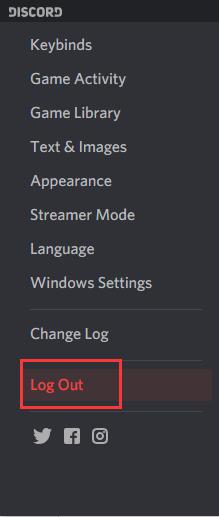 log out of discord