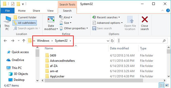 system32 folder in windows 10