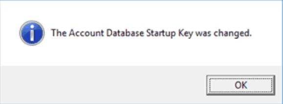 the account database startup key was changed