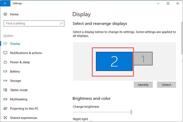 use the second monitor windows 10