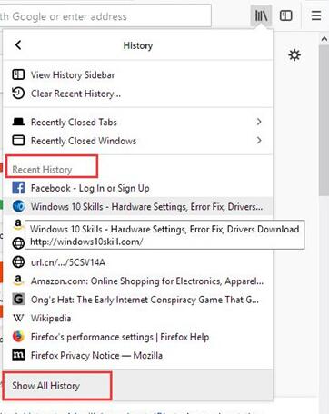 firefox recent history
