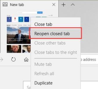 microsoft edge reopen closed tabs