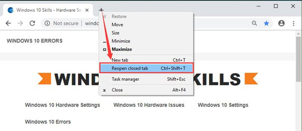 reopen closed tab