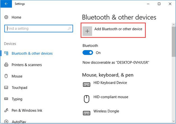 add bluetooth or other device