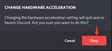 confirm hardware acceleration option