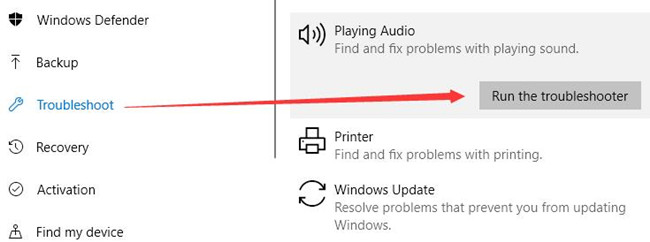 playing audio troubleshooter