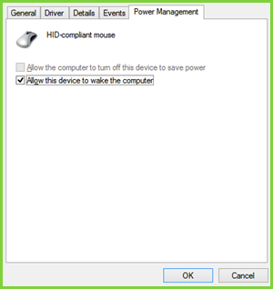 no power management tab for mouse