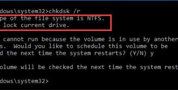 chkdsk cannot lock current drive