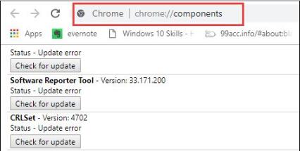 chrome components in chrome search bar