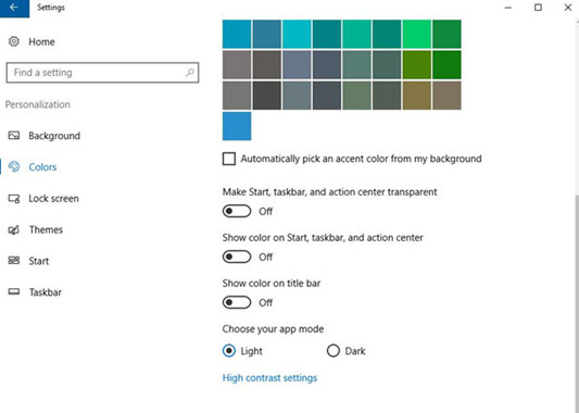 colors more settings