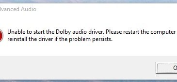 dolby audio driver issue