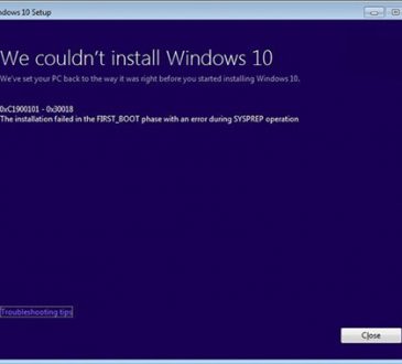 failed to install windows 10 0xc1900101