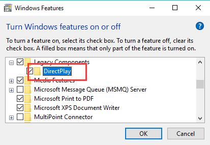 Legacy components direct play windows 7