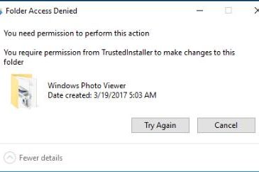 how to get permission from trustedinstaller windows 10