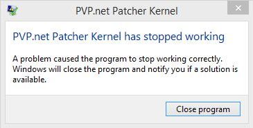 pvp net patcher kernel has stopped