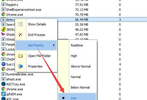 set low priority