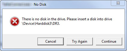 there is no disk in the drive