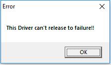 this driver cannot release to failure