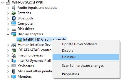 uninstall graphic driver completely