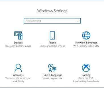 windows 10 settings