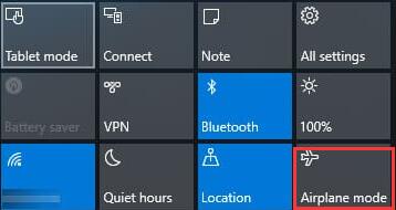 windows airplane mode will not turn off