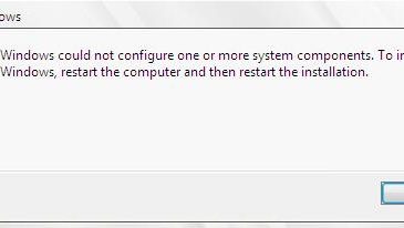 window could not configure one or more components