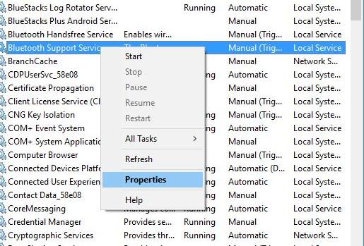 bluetooth support services properties