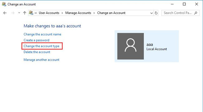 change the account type