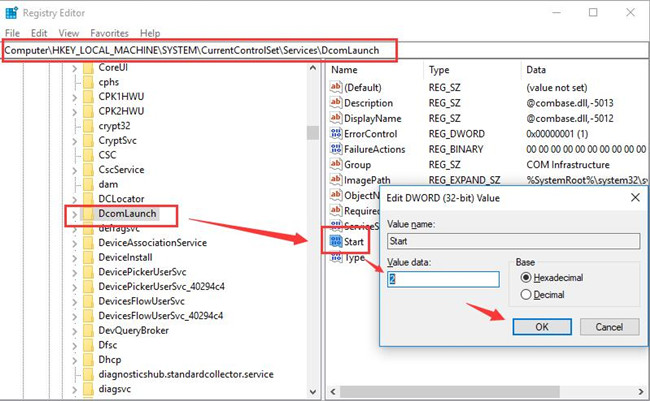 dcomlaunch start value
