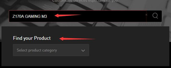 find your msi motherboard product such as z170a