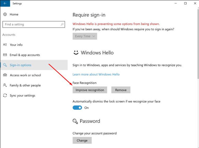 windows hello improve recognition