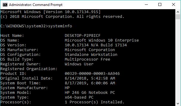 system specs in command prompt