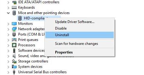 uninstall mouse driver