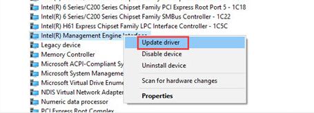 update intel management engine interface driver