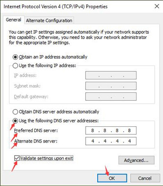 use the following dns server address