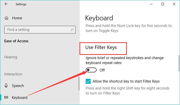 disable filter keys