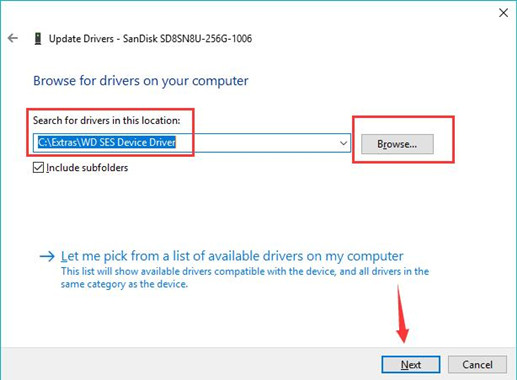 wd ses device usb device driver not found windows 10