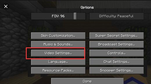 minecraft video settings