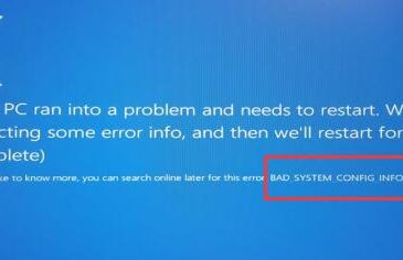 bad system config info on windows 10