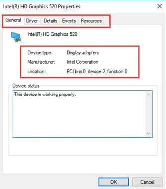 graphic card information in device manager