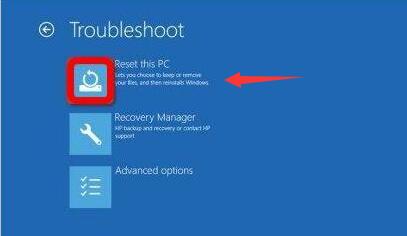 reset this pc in troubleshoot