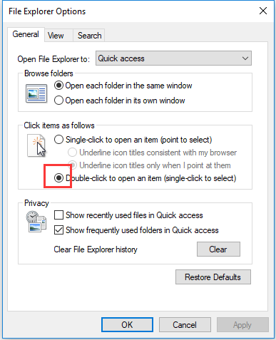 mouse double clicks on single click windows 10