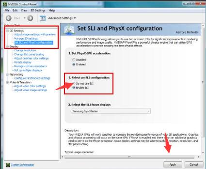 disable sli in nvidia control panel