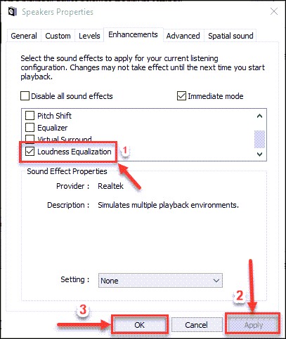 windows loudness equalization