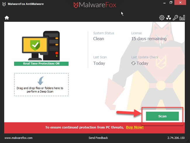 malwarefox anti-malware start scan