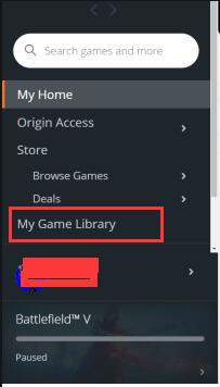 my game library in origin