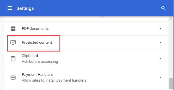 protected content on chrome
